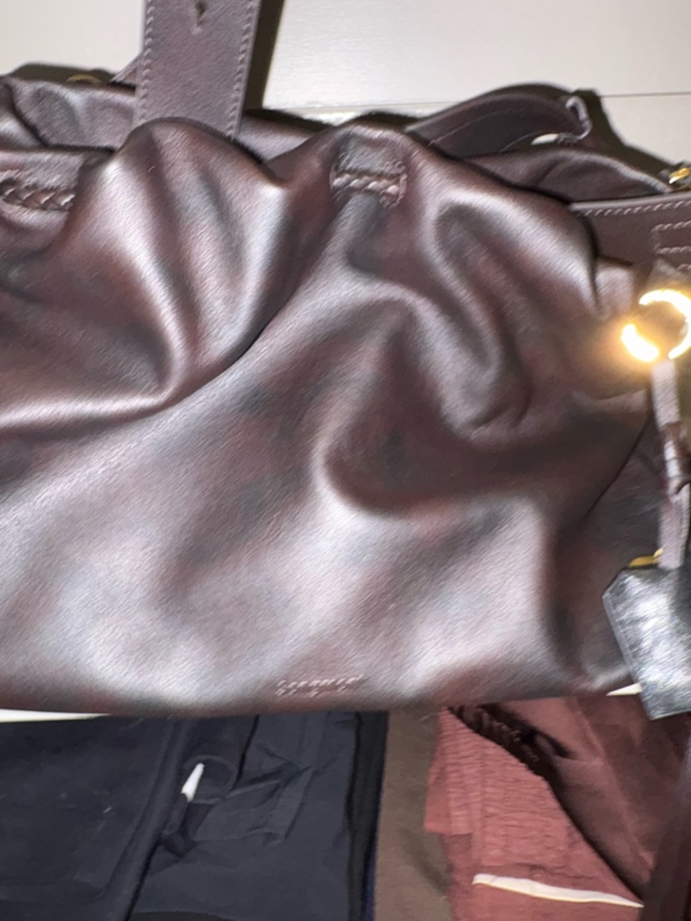 Small Gather Bag Set - Ebony Leather Shoulder Bag - Picture 3 of 6